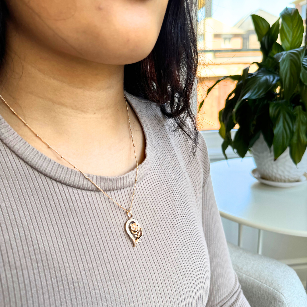 Harma – Colar pingente/pendente por atacado – Colar Coração Encantado e Rosa2