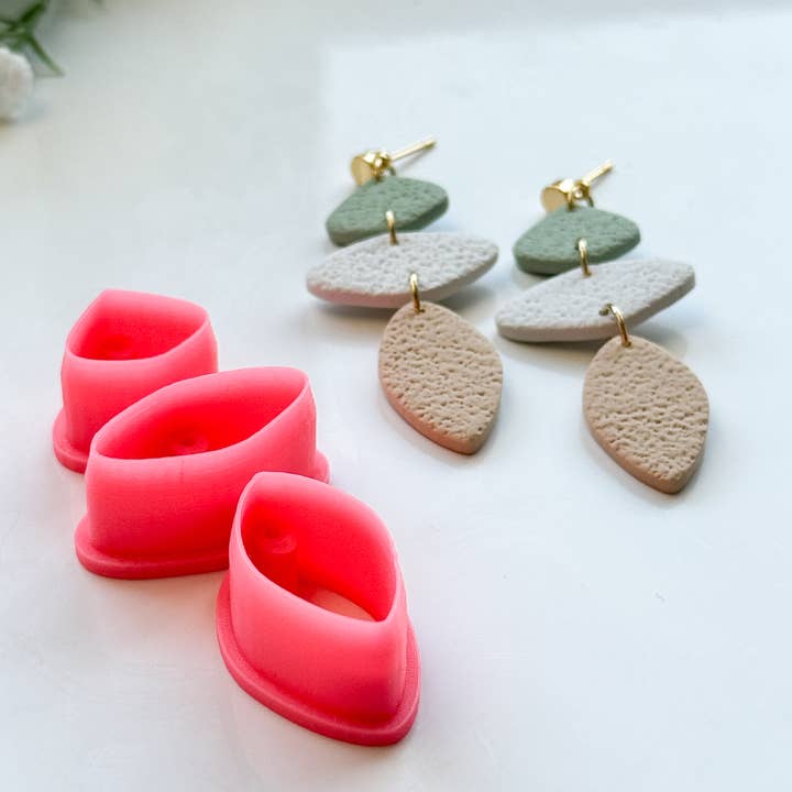 Tera Clay – wholesale Craft tool – Diamond Pebbles with Drill Guides Polymer Clay Cutters Set5