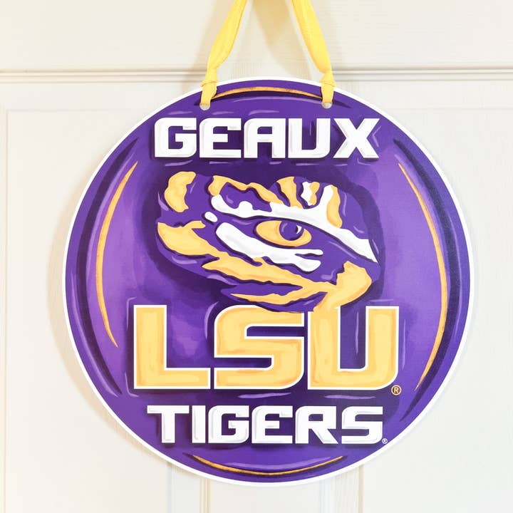 Home Malone - Wholesale Door Hanger - LSU Purple + Gold Door Hanger Geaux Tigers3