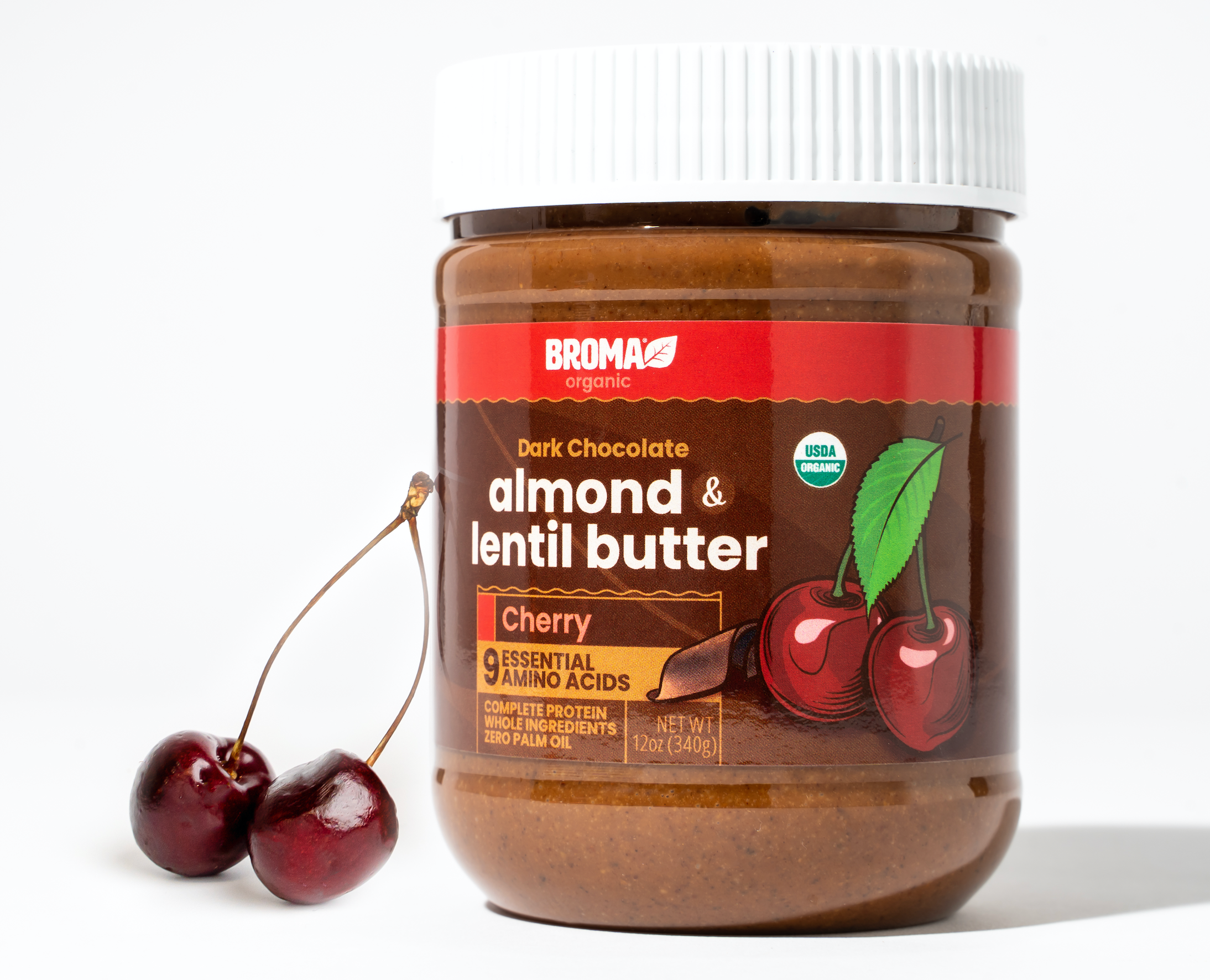 Broma - Wholesale Nut Butter - Broma Dark Chocolate Cherry Almond and Lentil Butter3