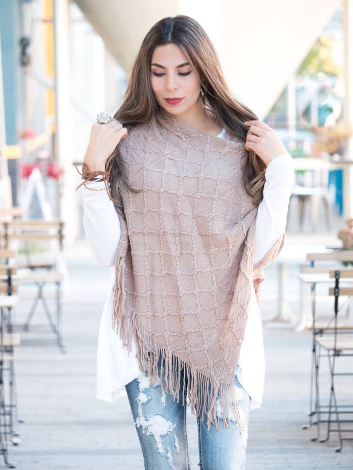 Knit Poncho for wholesale by Hipster Row