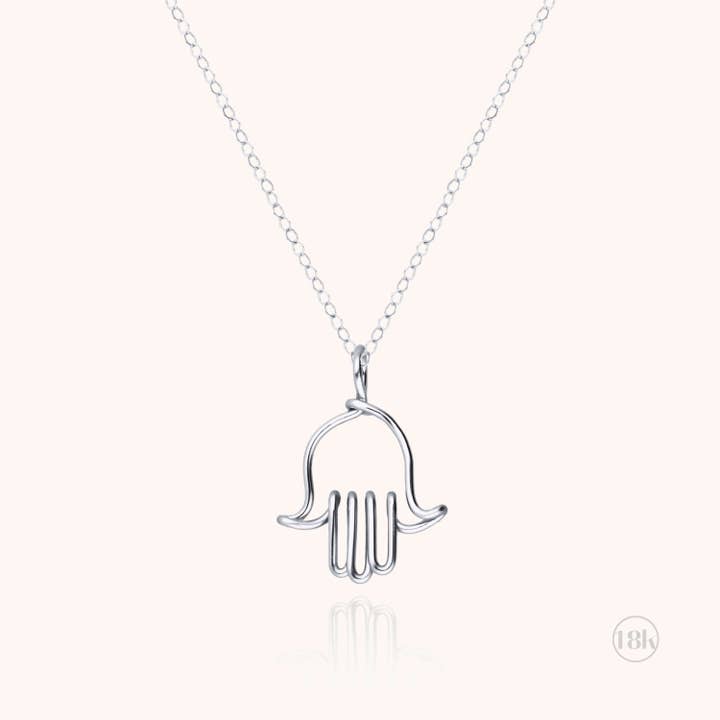 Collana Charms Simbolica Mano di Fatima - oro bianco 750/1000 per la vendita all'ingrosso da parte di Atelier Paulin