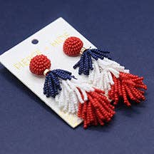 Pierce + Hide - Wholesale Tassel Earrings - Red White Blue Color Block Tassel Earring | Patriotic Tassel4