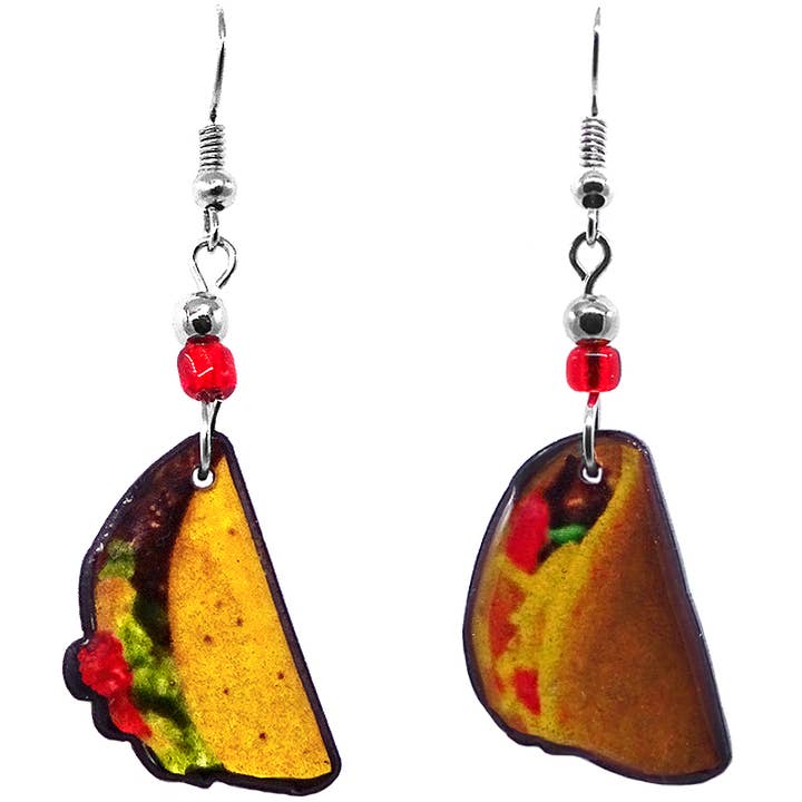 Acrylic Taco Mexican Food Dangle Earrings for wholesale by Pichincha