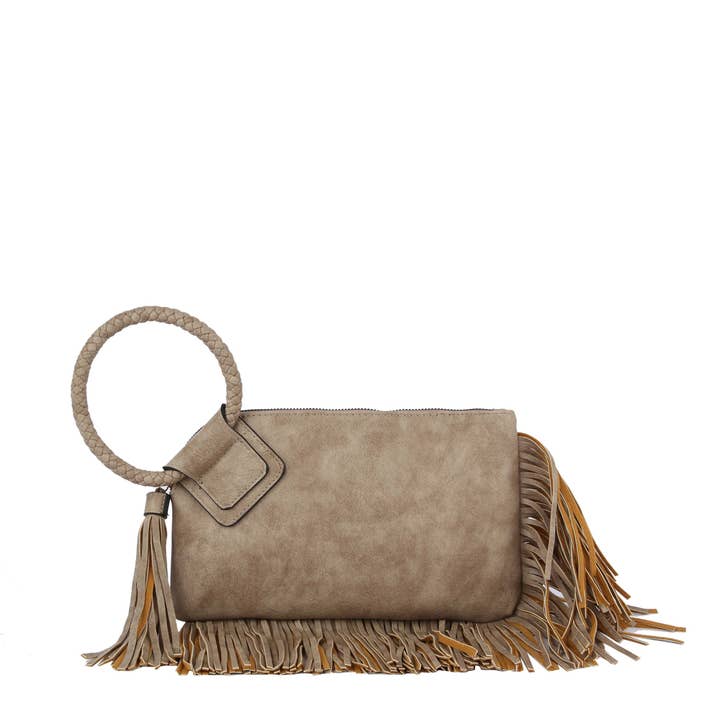 HR CORP - Wholesale Clutch Bag - Women's - Calin collection Fringe detailed Braided Ring Handle Clutch21