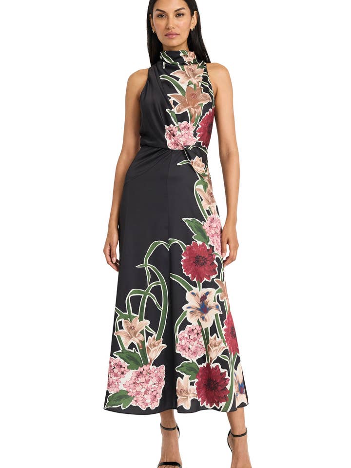 MOCK NECK MAXI DRESS W/ TWIST AT WAIST for wholesale by Maggy London Group