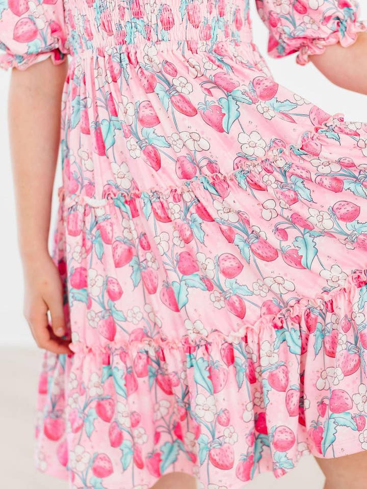 Strawberry Shortcake Smocked Ruffle Dress for wholesale by Mila & Rose
