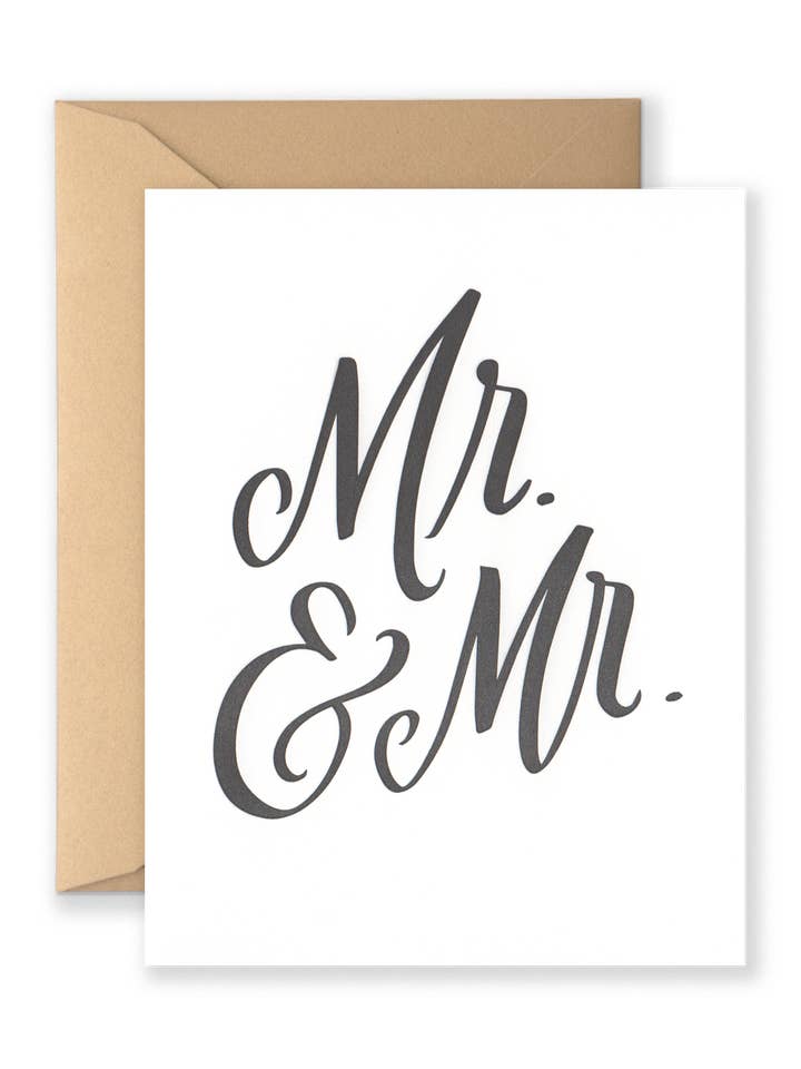 Mr. & Mr. Letterpress Greeting Card Wedding for wholesale by Lionheart Prints