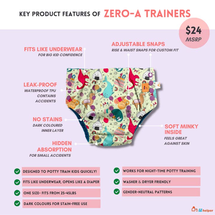 Zero-A Training Pants (Reusable Trainers) for wholesale by Lil Helper