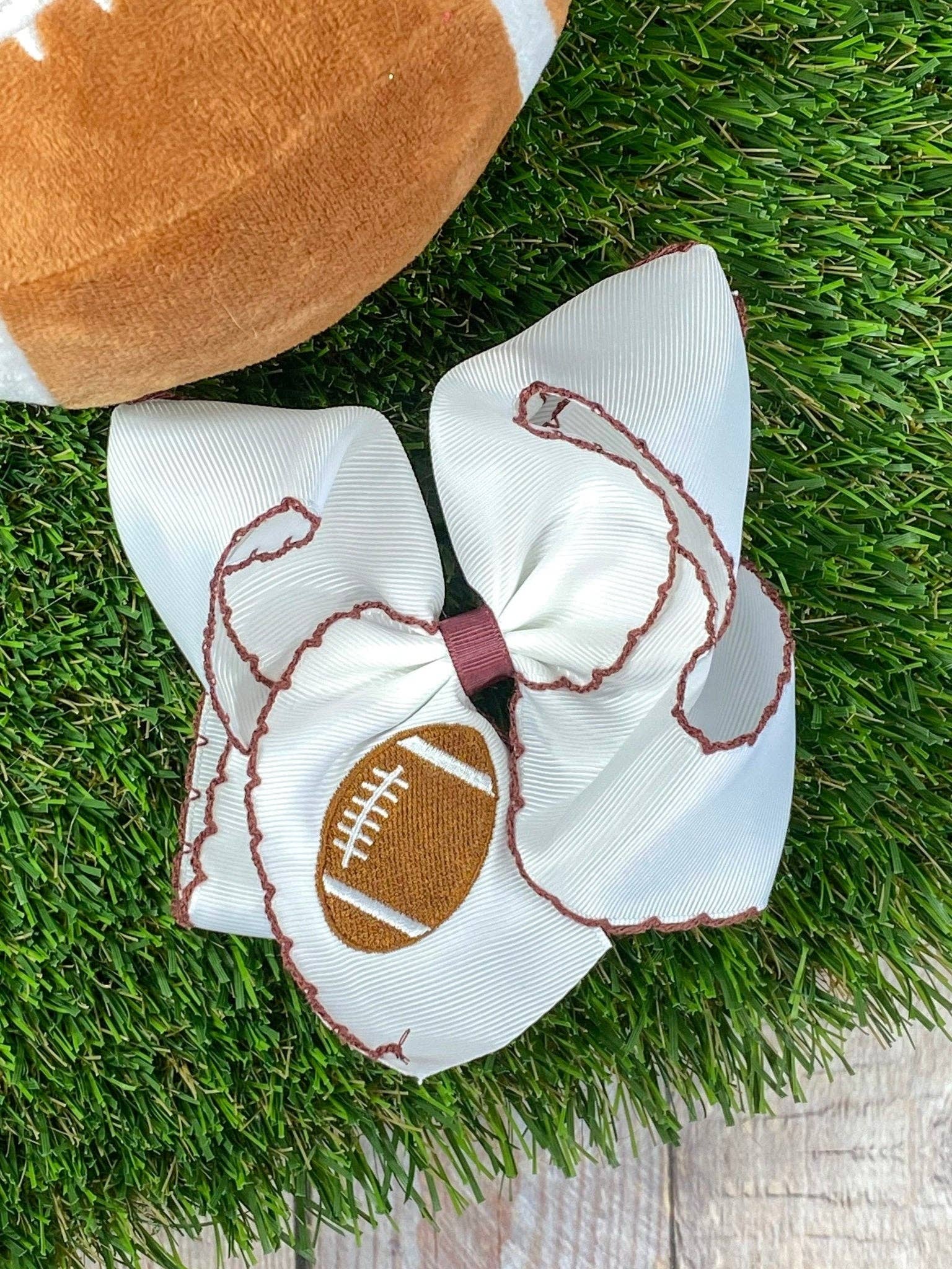The Hair Bow Company - Wholesale Hair Bow - Kids - Football Embroidered Moonstitch Hair Bows4