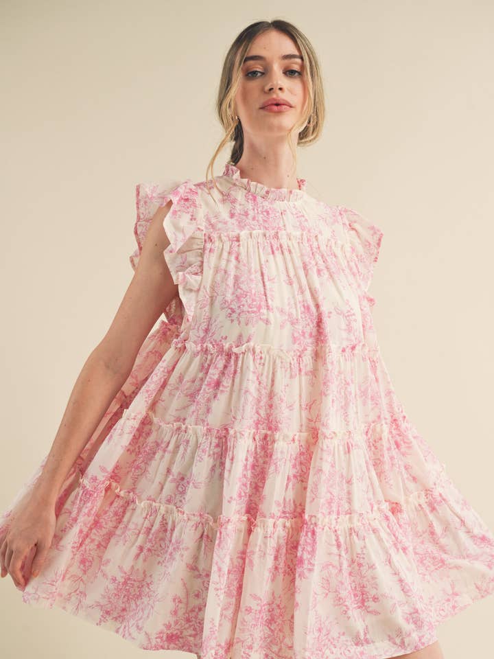 FLUTTER SLEEVE BABYDOLL MINI DRESS MDR2820 for wholesale by &MERCI