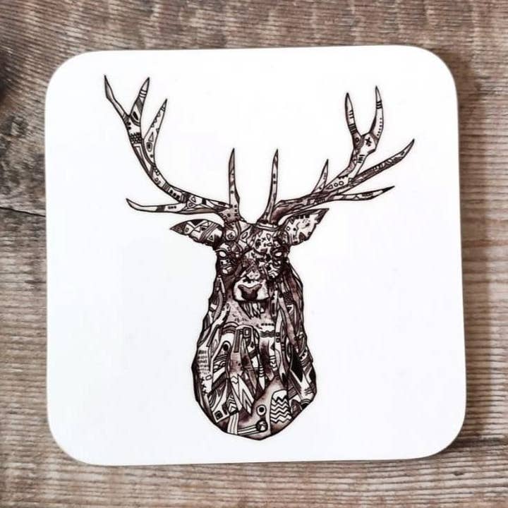 STAG COASTER by Ian Jones Art and Illustration for wholesale by Dukki Gifts