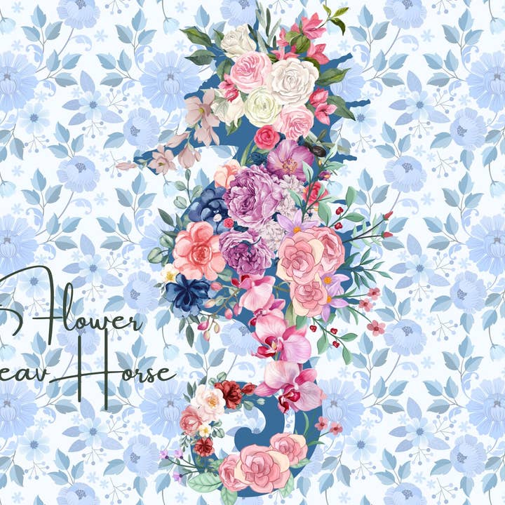 Seahorse Postcard with Flowers for wholesale by Piles of Postcards