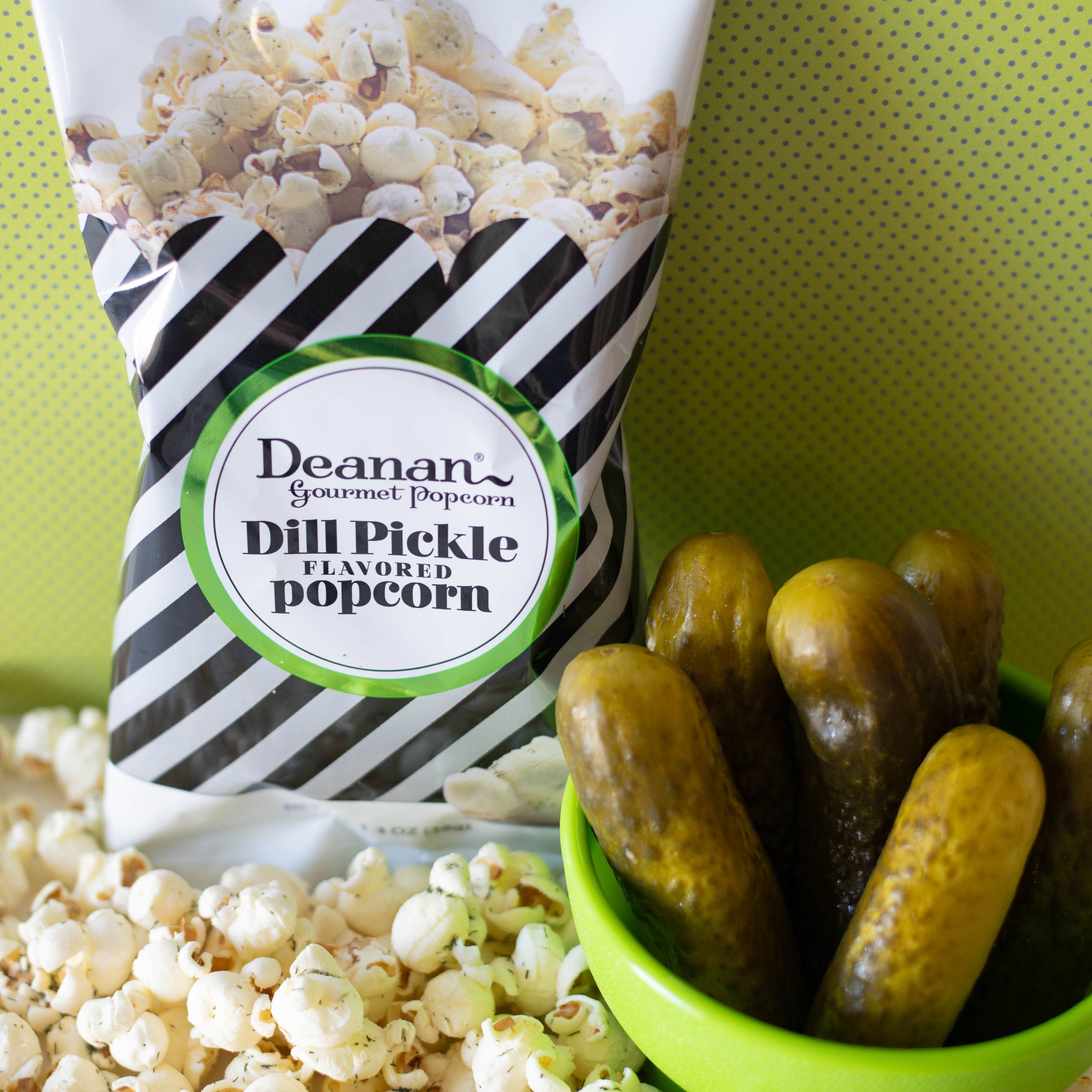 Deanan Gourmet Popcorn - Wholesale Popcorn - Dill Pickle Popcorn - 50 Count - 3 Cup Bags4