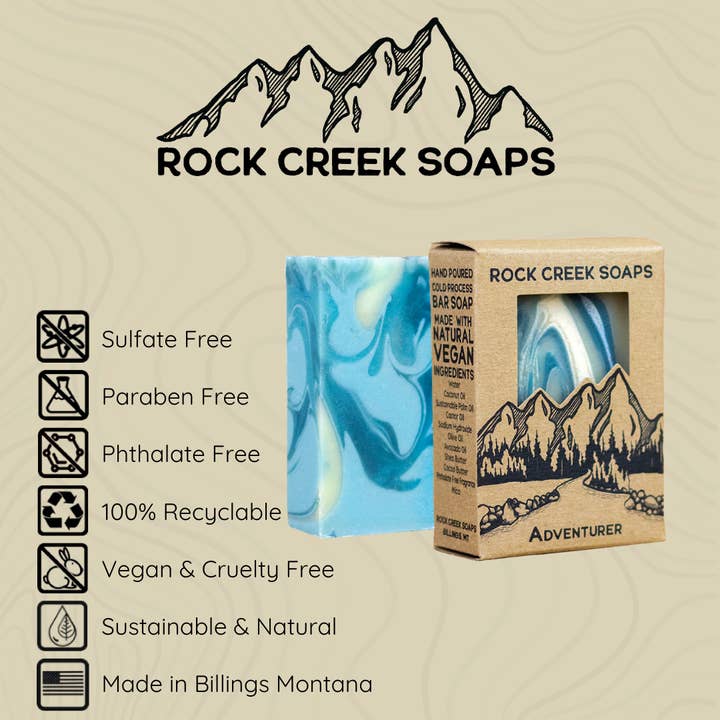 Rock Creek Soaps - Vente Pains de savon - Savon Adventurer Bar | Balsam & Cedar5