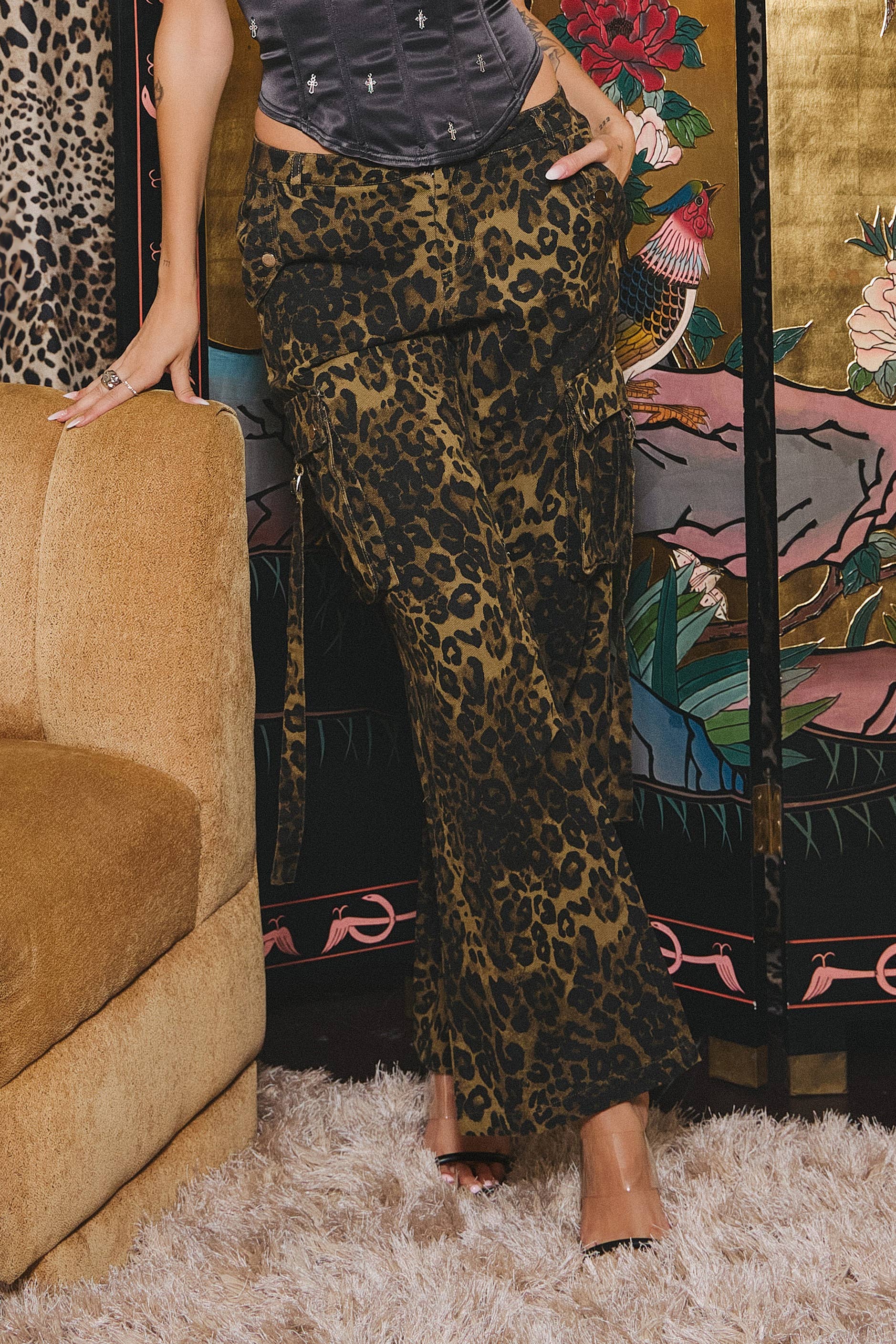 Leopardo Pantaloni cargo con stampa leopardata in vendita all'ingrosso su Faire5