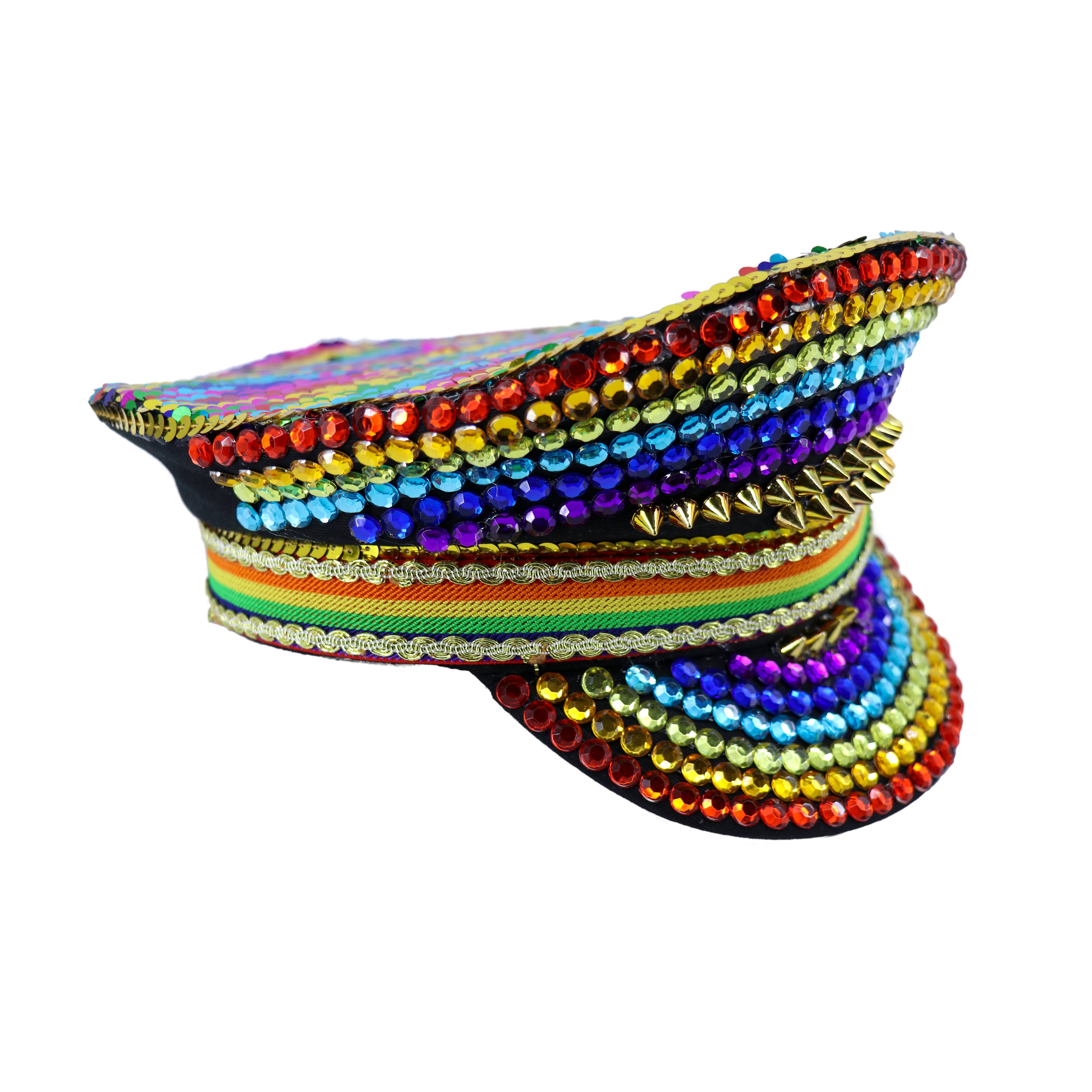 Western Fashion - Wholesale Costume - Women's - Gems Police Hat- Rainbow1