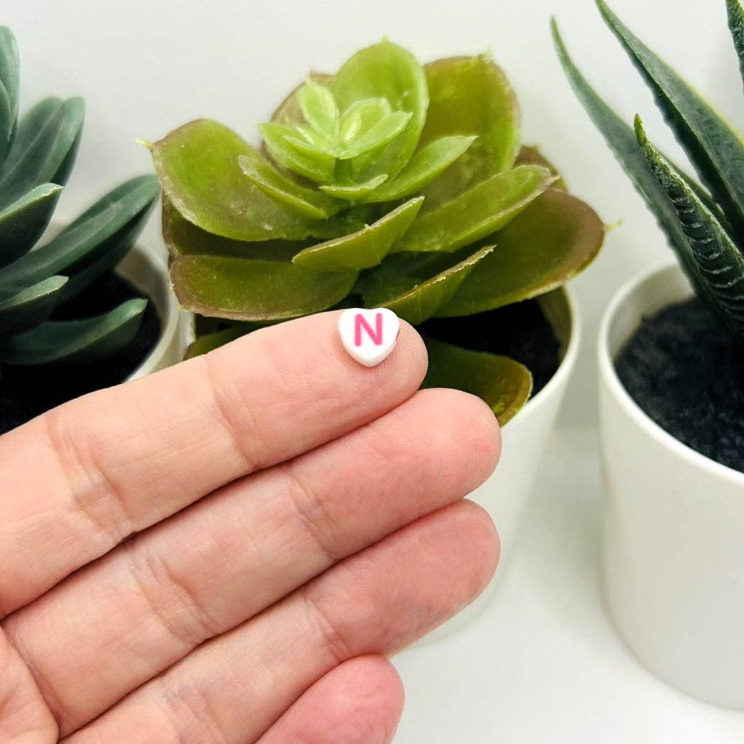 Guerrilla Charm - Wholesale Beads - Rainbow Heart Letter Beads, 7x7mm3