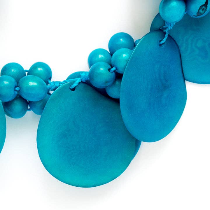 Hanami Real Flower Jewelry - Wholesale Beaded/Pearl Necklace - Blue Tagua Necklace1