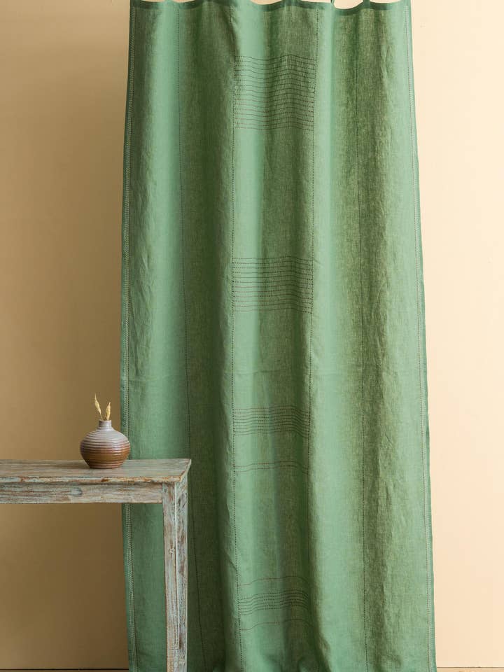 Linen Fern Curtains with Delicate Embroidery – Classic for wholesale by Live Linen