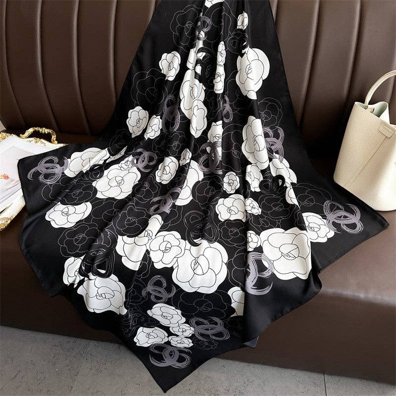 Mirazshoes WholeSale - Wholesale Scarf - Women's - Thin Print Square Silk Scarf1