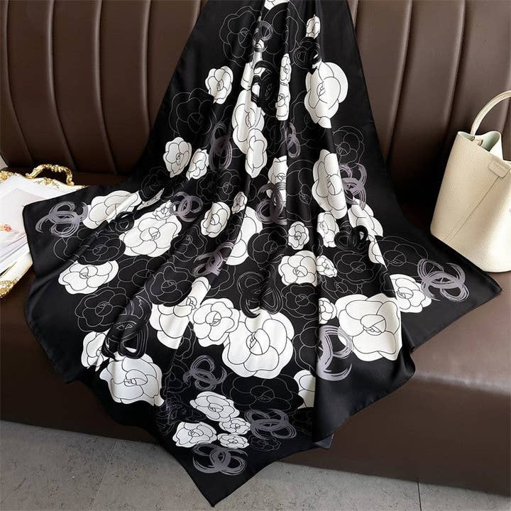 Mirazshoes WholeSale - Wholesale Scarf - Women's - Thin Print Square Silk Scarf1