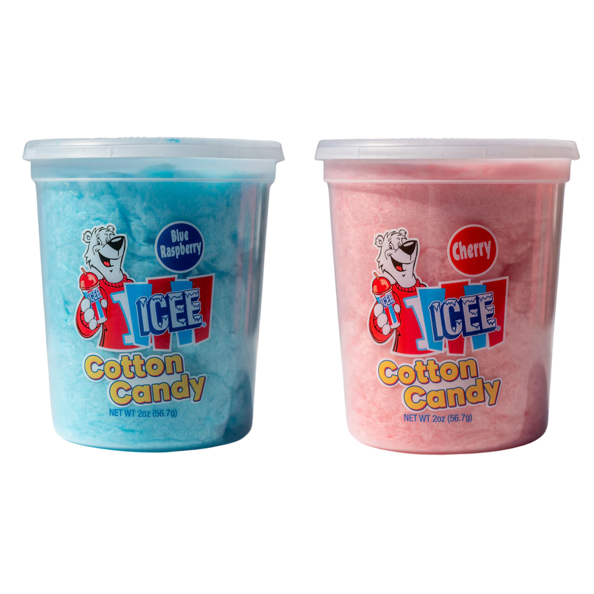 I Got Your Candy - Wholesale Cotton Candy - Icee Cotton Candy Blue Raspberry and Cherry Tub 2oz - 48ct0