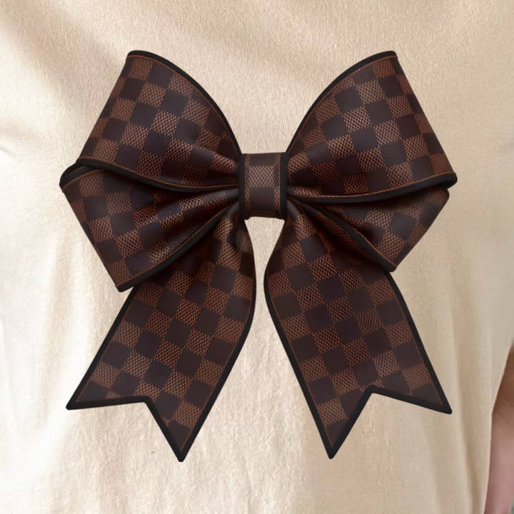 Brown Checkered Bow DTF TRANSFER for wholesale by Anthroverse