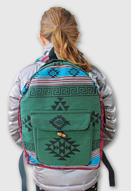 Ganesh Himal Trading - Wholesale Backpack - Women's - Small Cotton Blockprint Backpack with Adjustable Straps2