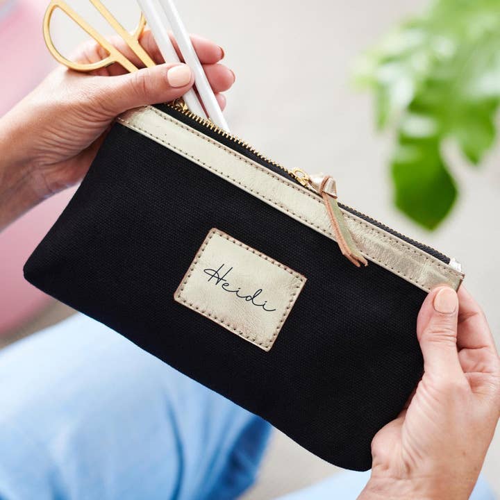 Gepersonaliseerde pennenetui van canvas en leer voor wholesale door Vida Vida