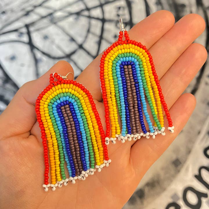 Lange Regenboog Oorbellen met Kralen voor wholesale door SWIETstuff