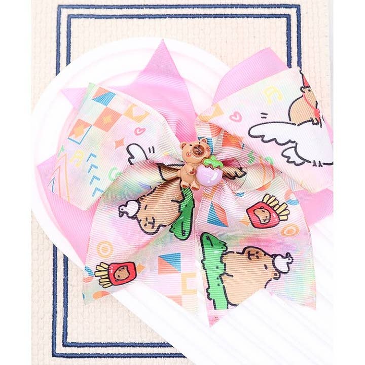 12pk Capybara Hair Bow Hair Barrette Pin for wholesale by Diacly