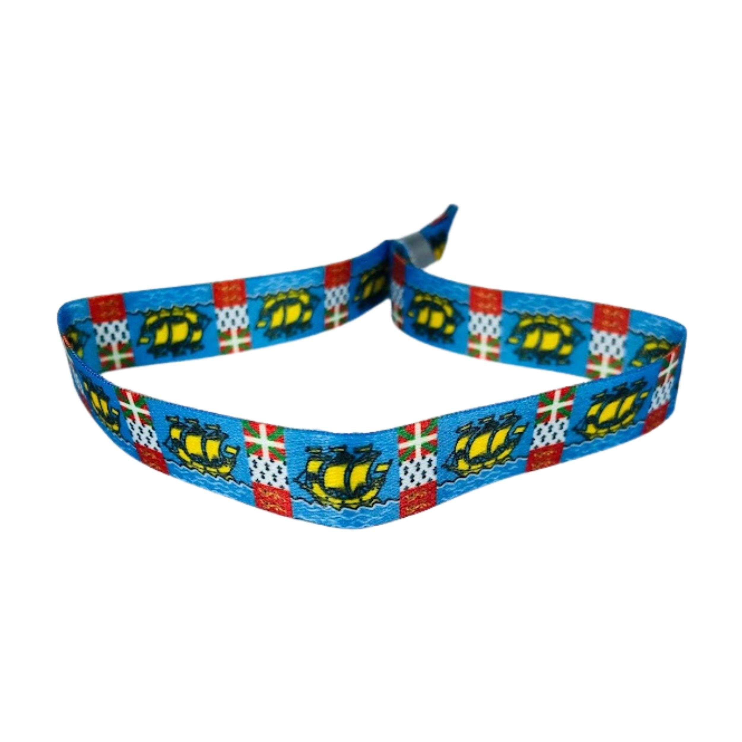 Astur Pins - Vendita all'ingrosso Bracciale in tessuto/intrecciato - Braccialetto - Bandiera di Saint-Pierre - Francia - P15550