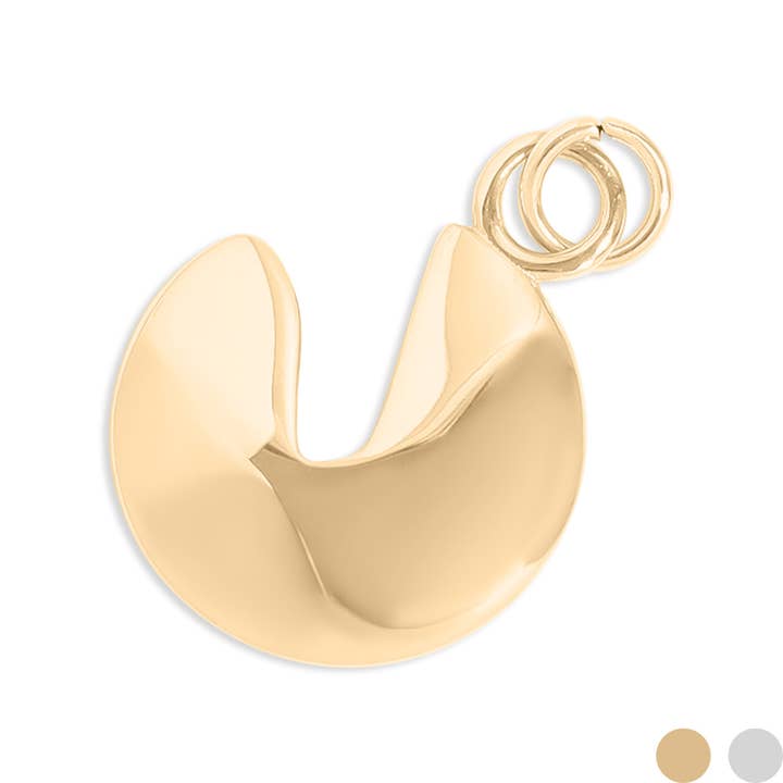WJW - Wholesale Individual Charm/Pendant - 18K Gold PVD Stainless Steel Fortune Cookie Charm