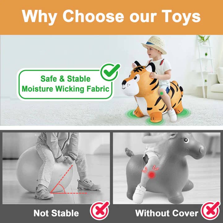 iPlay iLearn - Wholesale Stuffed/Plush Toy - Kids & Baby - Tiger Bouncy Pals - Toddler Plush Animal Hopper Ride-On3