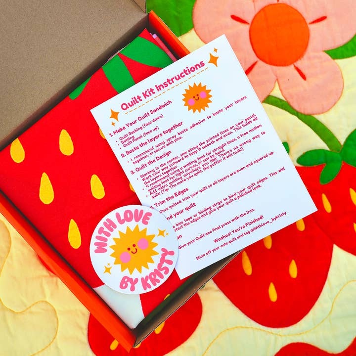 With Love by Kristy - Wholesale Craft Sewing Kit - Strawberry Whole Cloth Quilt Kit – Beginner Sewing Kit2