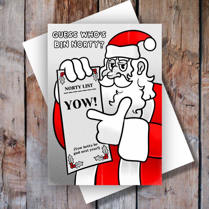 Devine qui a été vilain ? Carte de Noël pour la vente par Black Country Cards