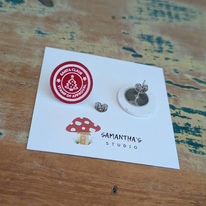 Samantha's Studio - Wholesale Stud/post earrings - Santa Mail stud acrylic earring, Christmas earrings2