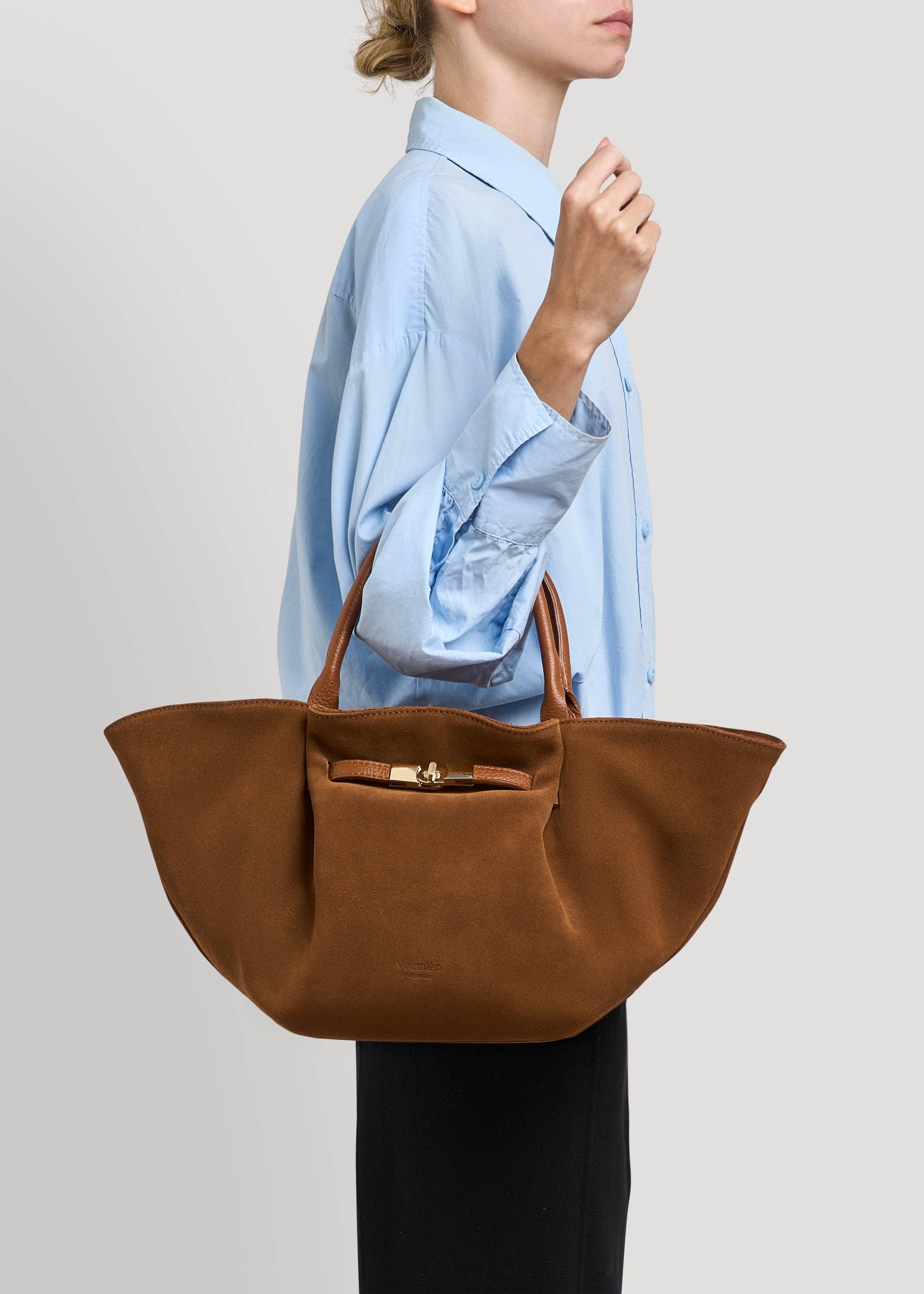 Prestige Milano – wholesale Bärkasse - Dam – Charlène-väska i brun mocka och Togo-läder6