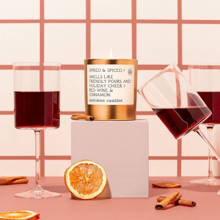 Anecdote Candles - Wholesale Jar/Filled Candle - Spiked & Spiced (Red Wine & Cinnamon) Gold Tumbler Candle1