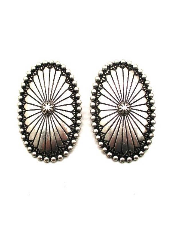 WESTERN CONCHO DESIGN POST EARRINGS for wholesale by Snowing West