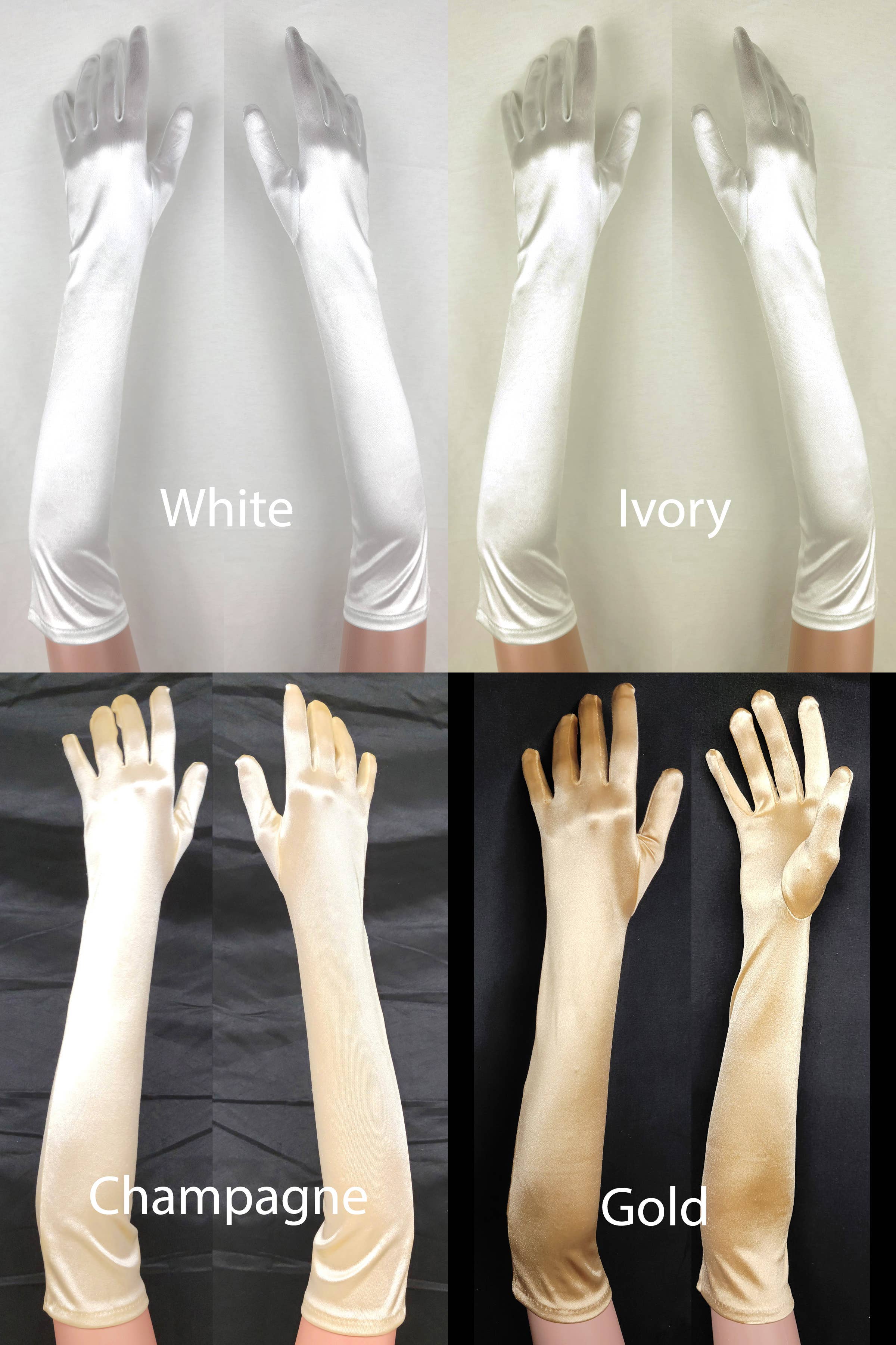 Chicas – wholesale Gloves – Women's – Pair of Elbow Length Satin Evening Gloves G72812BL11