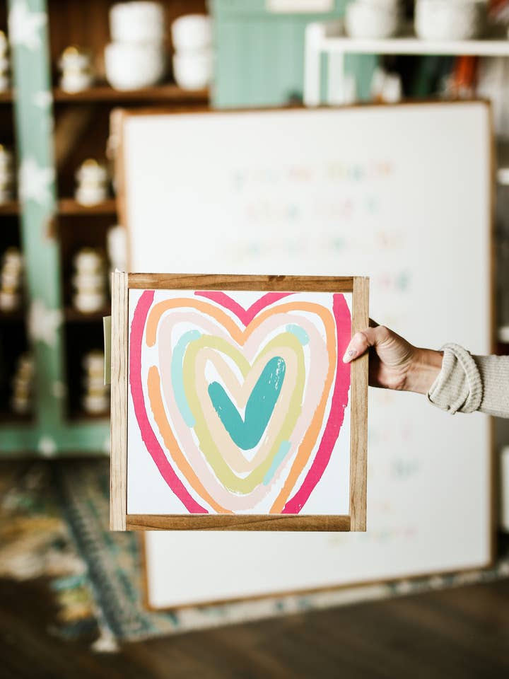 Colorful Heart Wood Sign for wholesale by The Shed Interiors