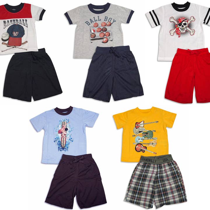 Wes and Willy - Little Boys Short Sleeve Shortie Pajamas for wholesale by Eastern Off Price