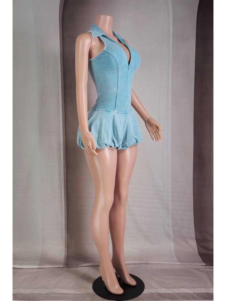 Dalia Studio - Wholesale Romper - Women's - MINERAL WASH SLEEVELESS ZIP UP BUBBLE ROMPER9