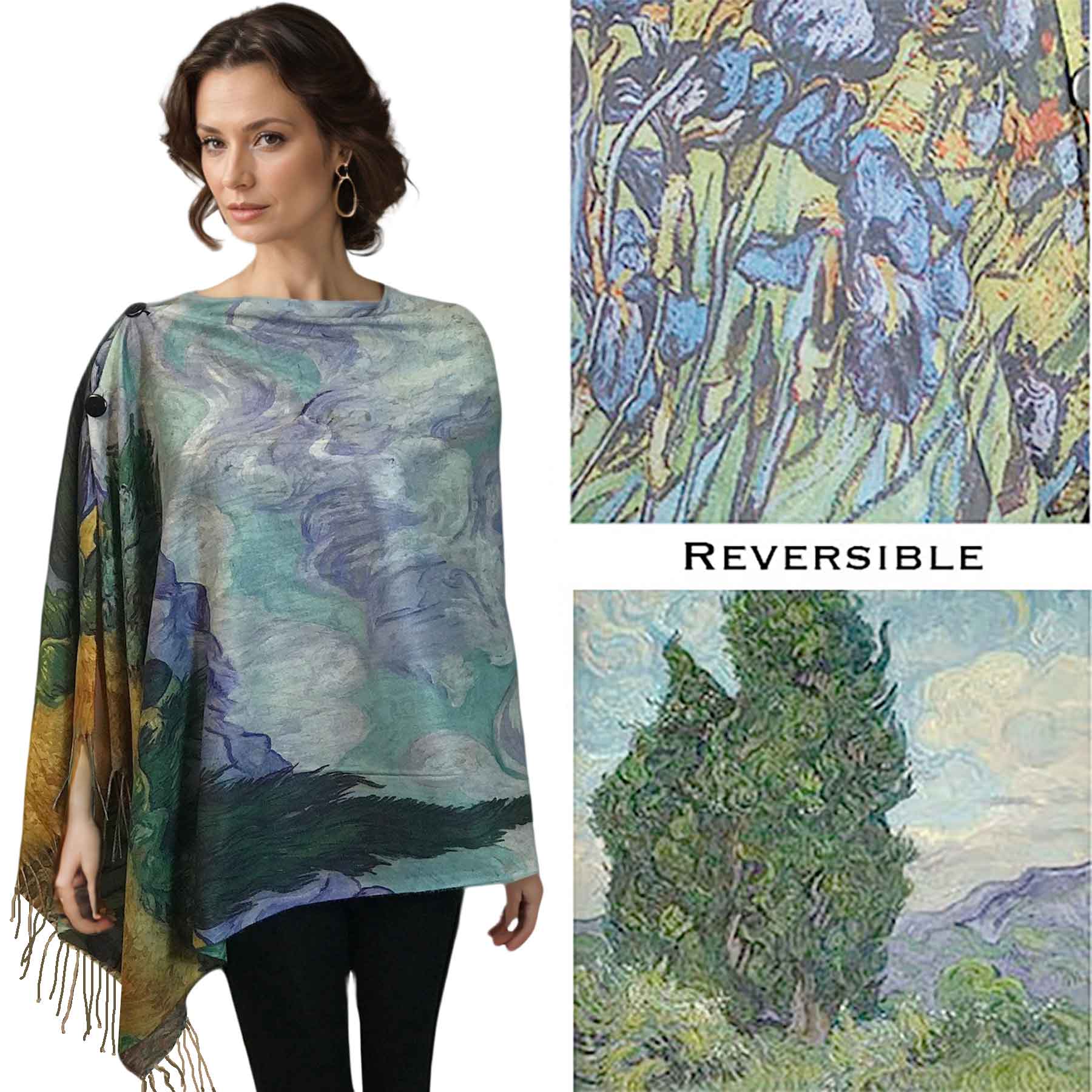 The Magic Scarf Company - Wholesale Wrap - Women's - 3180 - Sueded Art Design Button Shawls 22