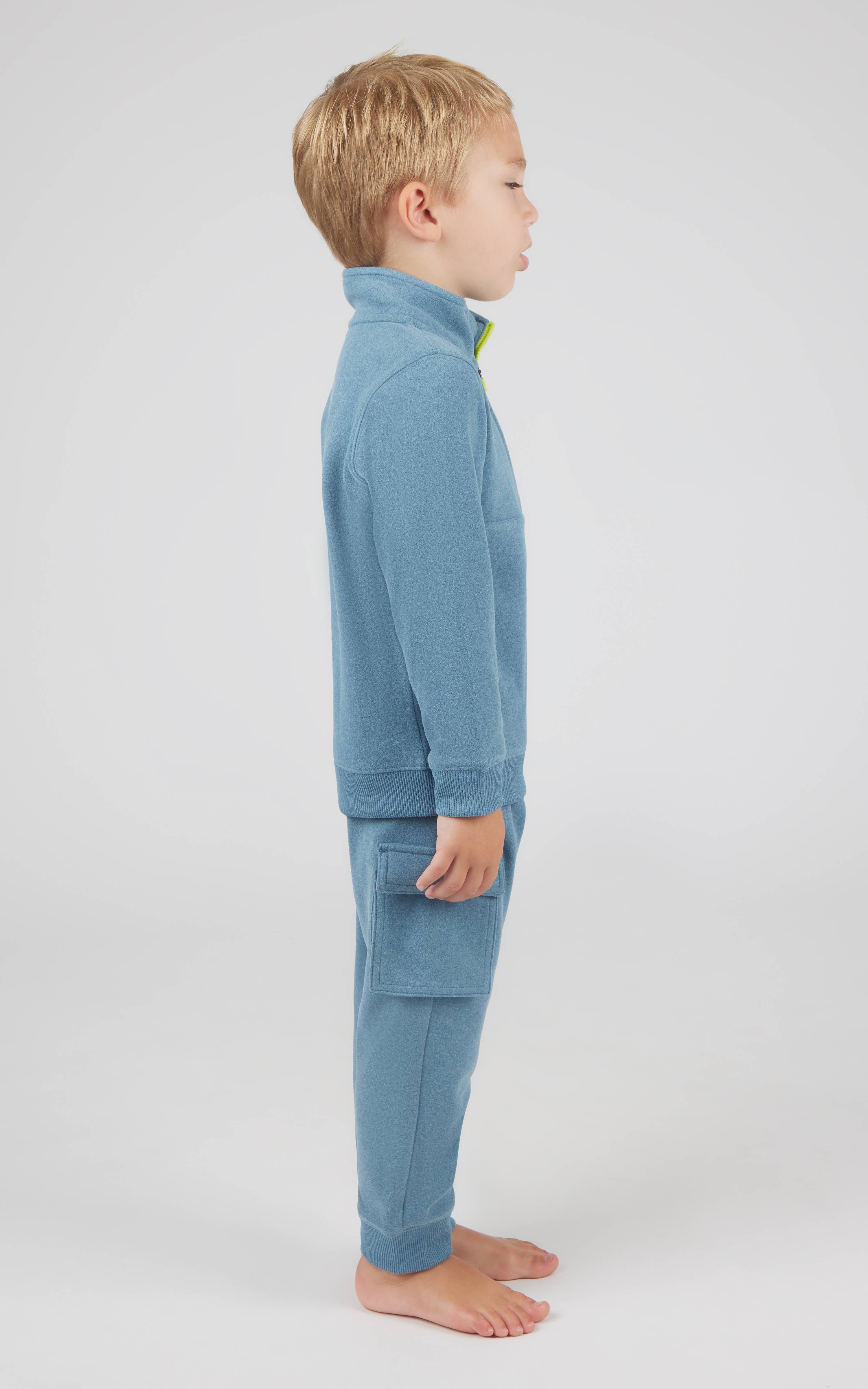 90 Degree by Reflex & Yogalicious - Wholesale Top & Pant Set - Kids - Toddler Boys Melange Fleece Half Zip and Jogger2