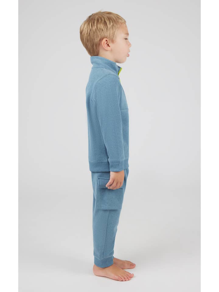 90 Degree by Reflex & Yogalicious - Wholesale Top & Pant Set - Kids - Toddler Boys Melange Fleece Half Zip and Jogger2