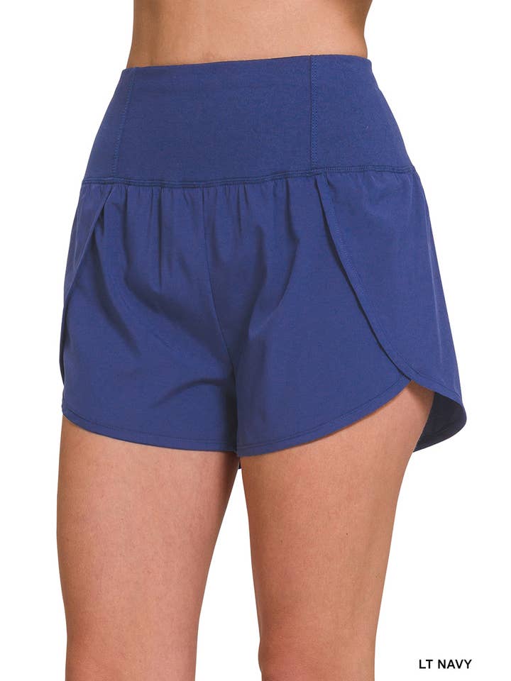 42POPS - Wholesale Shorts - Women's - ",,...._ High Waisted Zippered Back Pocket Running Shorts