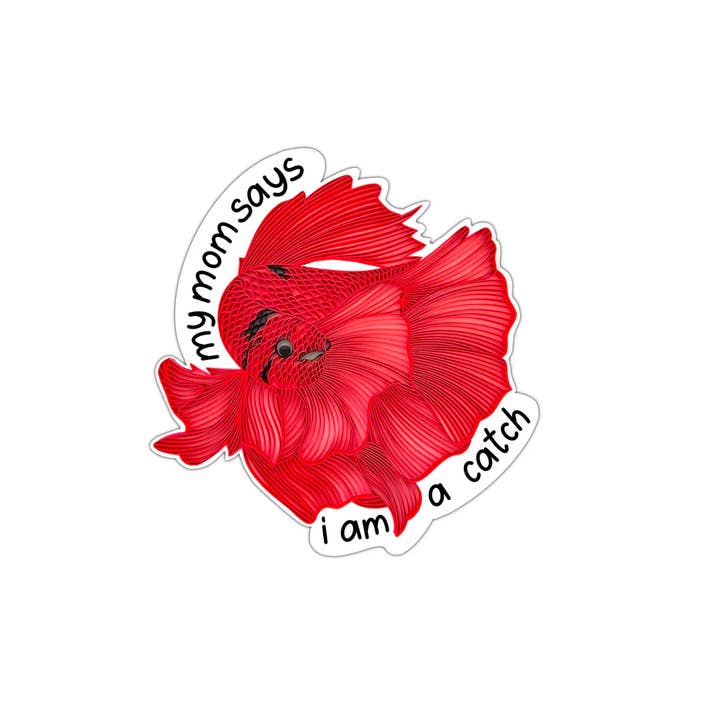Paper Sweetly - Wholesale Sticker - Funny Fish Sticker – Siamese Fighting Fish Vinyl Decal